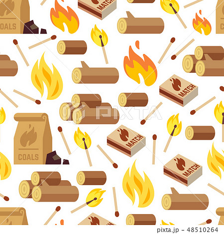Fire and wooden seamless pattern 48510264