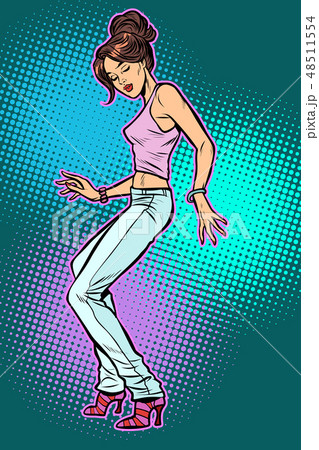 girl in jeans. woman disco dance girl in jeans. woman disco dance 48511554