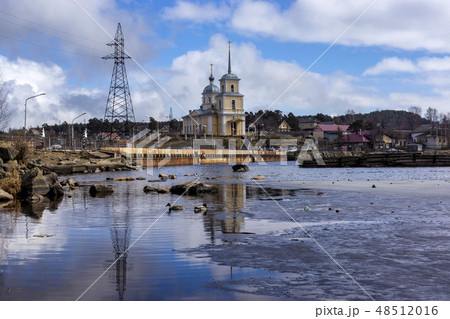 Old Orthodox Church of Nativity on rock on lake 48512016