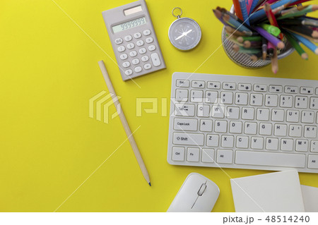 Business objects on yellow background Business objects on yellow background 48514240