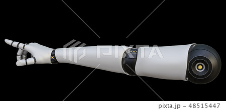 Robot hand pointing index finger, isolated 48515447