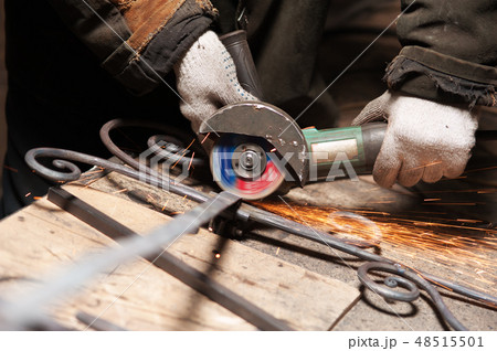 Close-up - Blacksmith Working Process. 48515501