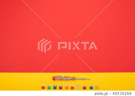 Set of electrical tool on colorful background 48516268