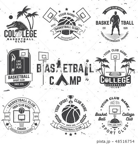 Set Of Basketball College Club Badge Vector のイラスト素材