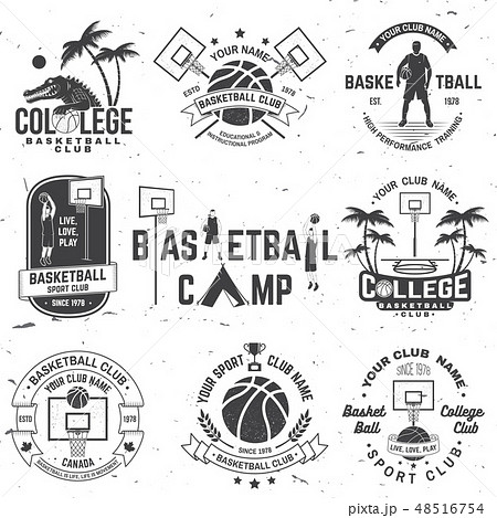 Set Of Basketball College Club Badge Vector Stock Illustration