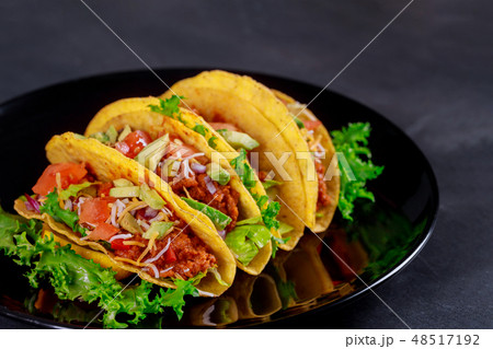 Mexican tacos with vegetables vegetarian sandwich 48517192