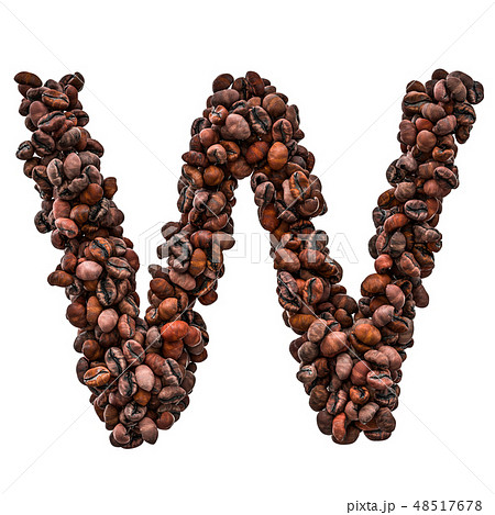 Alphabet letter W from roasted coffee beans Alphabet letter W from roasted coffee beans 48517678