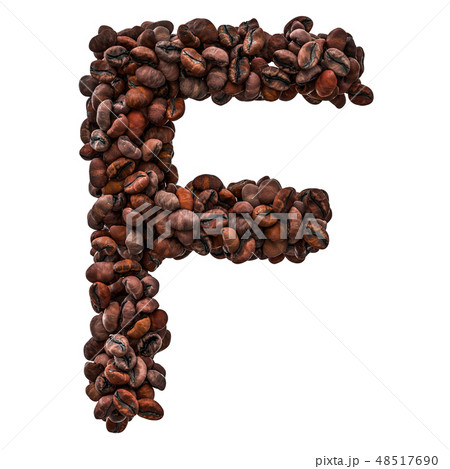 Alphabet letter F from roasted coffee beans 48517690