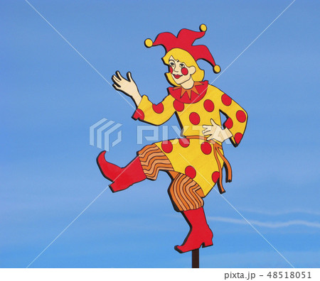 Harlequin, jester, russian Petrushka, funny person Harlequin, jester, russian Petrushka, funny person 48518051