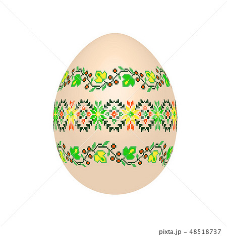 easter egg with ukrainian cross-stitch pattern 48518737