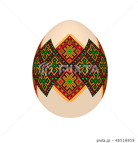 easter egg with ukrainian cross-stitch pattern 48518959