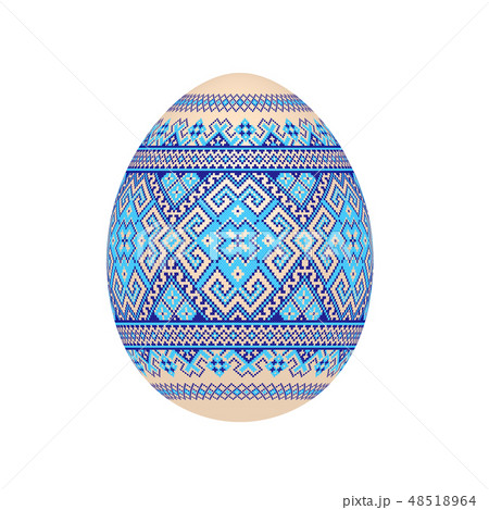 easter egg with ukrainian cross-stitch pattern 48518964