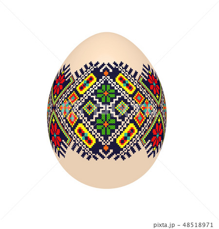 easter egg with ukrainian cross-stitch pattern easter egg with ukrainian cross-stitch pattern 48518971