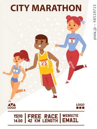 Marathon vector runner people running jogging background sportsman man woman character fitness 48519713