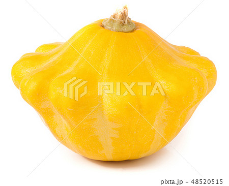 one yellow pattypan squash isolated on white background 48520515