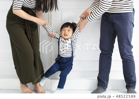 Sad and cry boy with his parents Sad and cry boy with his parents 48522589