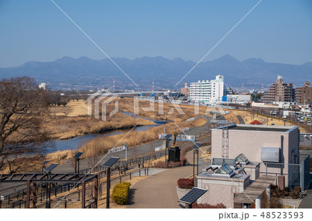 和田橋交差点付　烏川　碓井川合流地点　景観　群馬県高崎市 48523593