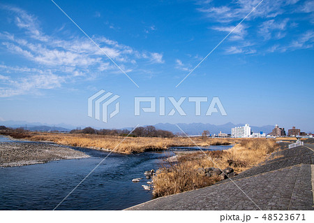 和田橋交差点付　烏川　碓井川合流地点　景観　群馬県高崎市 48523671