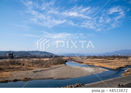 和田橋交差点付　烏川　碓井川合流地点　景観　群馬県高崎市 48523672