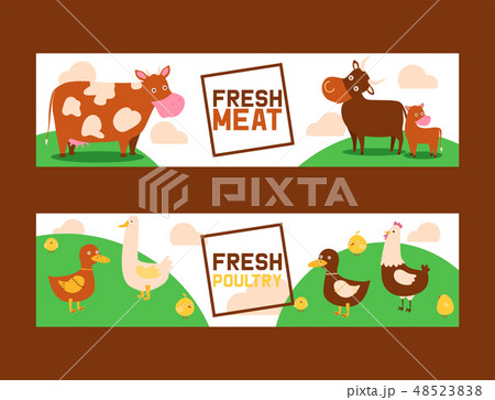 Farm animals vector domestic farming animalistic characters cow and sheep pig duck farmer animals 48523838