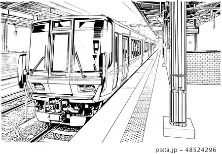 漫画風ペン画イラスト 駅のイラスト素材