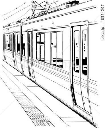 漫画風ペン画イラスト 駅のイラスト素材