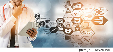 Doctor with Medical Healthcare Graphic in Hospital 48526496