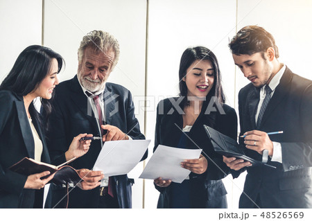 Business people, manager and employee in meeting. Business people, manager and employee in meeting. 48526569