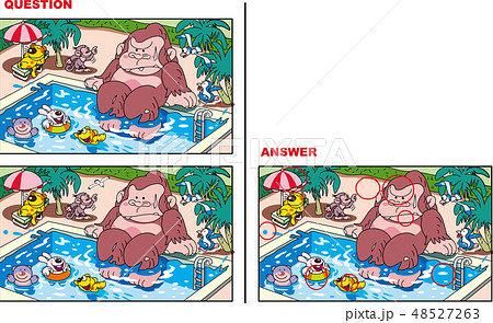 間違い探しイラスト、プール 間違い探しイラスト、プール 48527263
