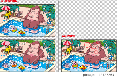 間違い探しイラスト、プール 間違い探しイラスト、プール 48527263