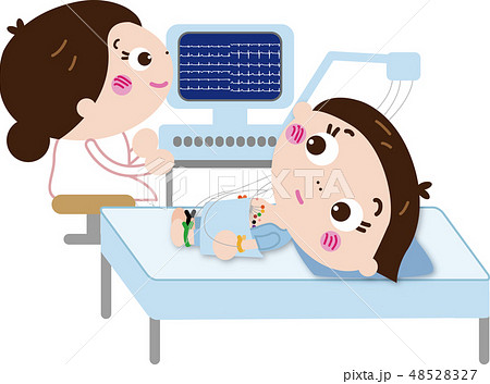 医療16 心電図 タオルあり のイラスト素材
