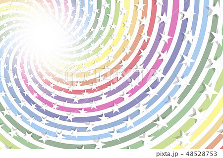 カラフル背景素材 キラキラ 虹色 無料 パラダイス 幸福 ハッピーイメージ 元気 活発 渦巻き 星屑のイラスト素材