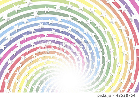 カラフル背景素材 キラキラ 虹色 無料 パラダイス 幸福 ハッピーイメージ 元気 活発 渦巻き 星屑のイラスト素材