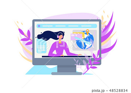 Travel Agency Call Center Flat Vector Concept 48528834