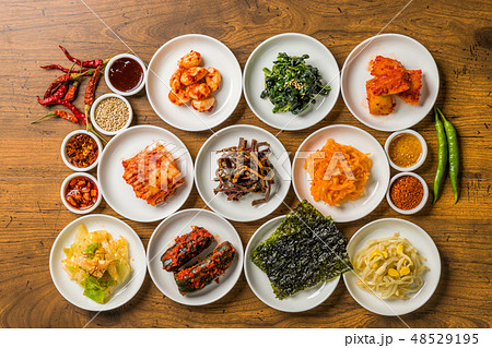 典型的な韓国料理　typical Korean foods 48529195
