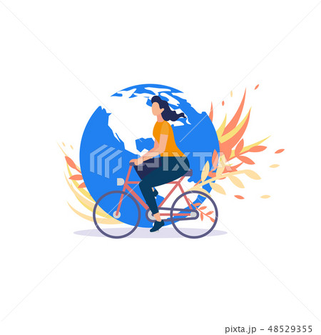 Bicyclists Worldwide Movement Flat Vector Concept Bicyclists Worldwide Movement Flat Vector Concept 48529355
