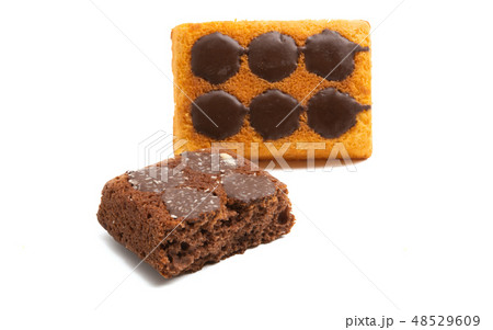 chocolate sponge cake isolated chocolate sponge cake isolated 48529609