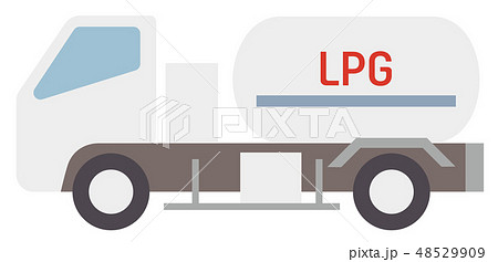 LPガスバルクローリーの横から見たイラスト 48529909