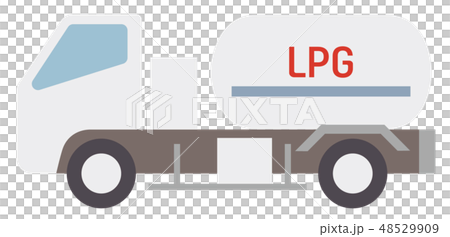 LPガスバルクローリーの横から見たイラスト 48529909