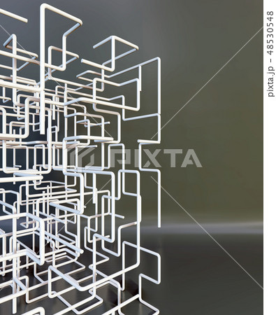 3D white Maze on a studio background. 3d rendering 48530548