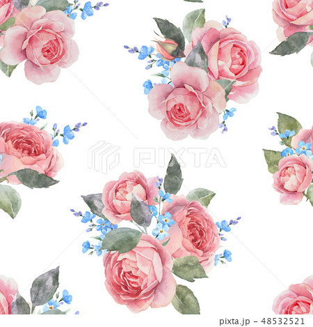 Watercolor rose floral vector pattern Watercolor rose floral vector pattern 48532521