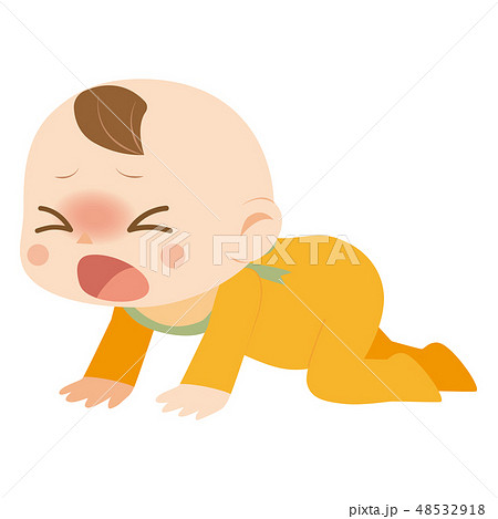 泣きながらハイハイする赤ちゃんのイラスト素材