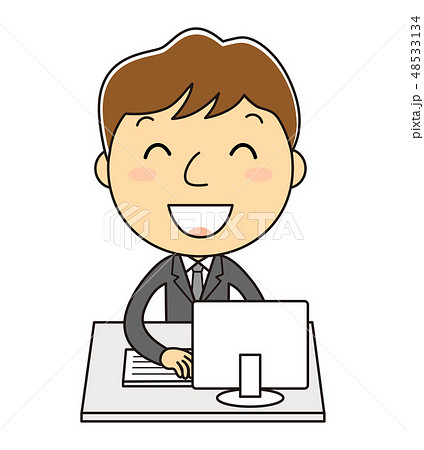 オフィスの男性とパソコン イラスト クリップアートのイラスト素材
