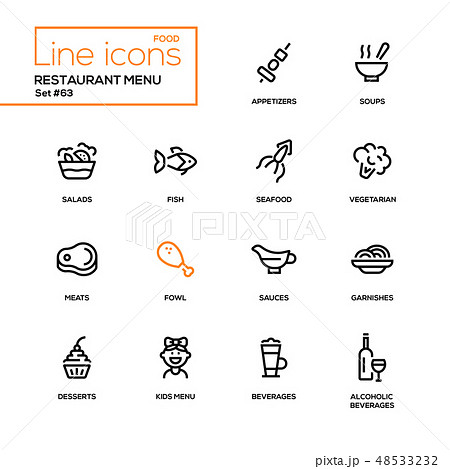 Restaurant menu - line design style icons set 48533232