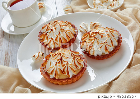 close-up of meringue mini tarts, top view 48533557