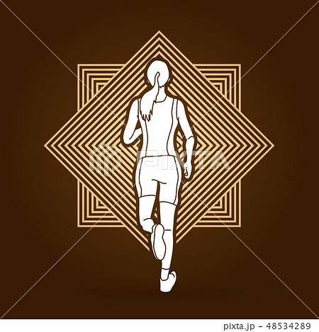 Athlete runner, Woman running back view vector 48534289