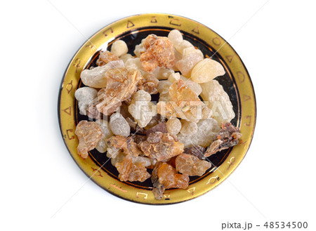 Myrrh with frankincense resin isolated on white Myrrh with frankincense resin isolated on white 48534500