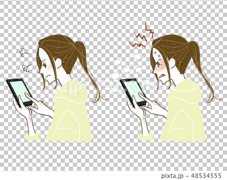 Woman - smartphone - get angry Woman - smartphone - get angry 48534555