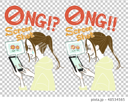 女性 スマートフォン スクリーンショットのイラスト素材
