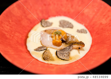 Grill Seabass with sea urchin Grill Seabass with sea urchin 48534699